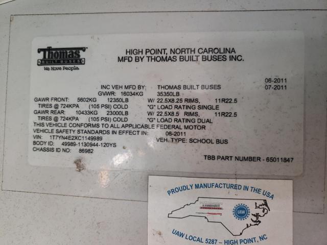 2012 THOMAS SAF-T-LINER HDX #3278639965