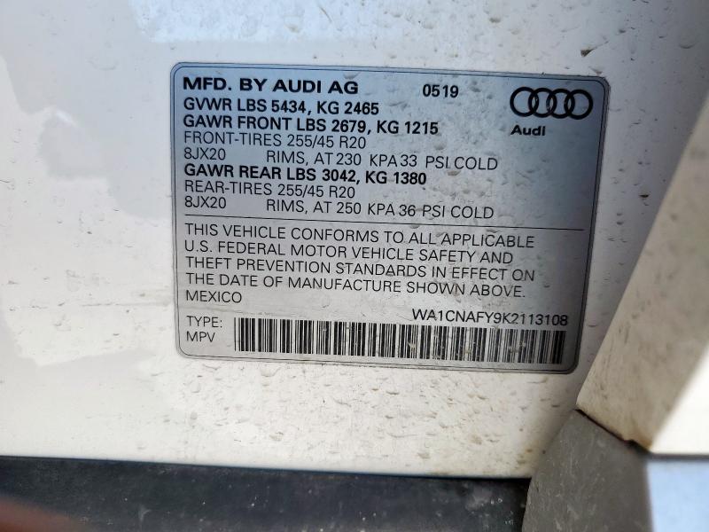 2019 AUDI Q5 PRESTIG WA1CNAFY9K2113108