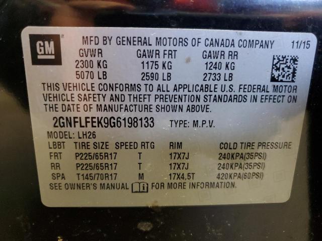 2016 CHEVROLET EQUINOX LT - 2GNFLFEK9G6198133