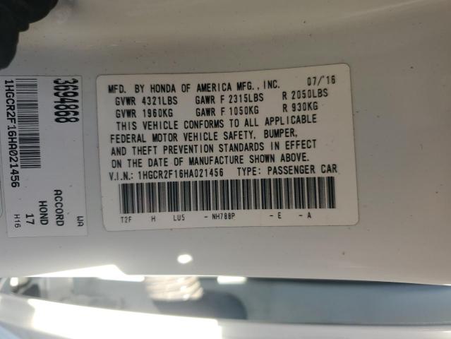 2017 HONDA ACCORD SPORT SPECIAL EDITION 1HGCR2F16HA021456