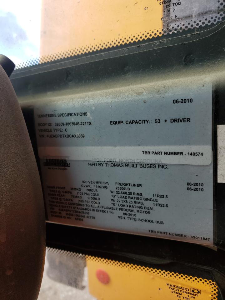 Lot #3273801365 2011 THOMAS SAF-T-LINER C2