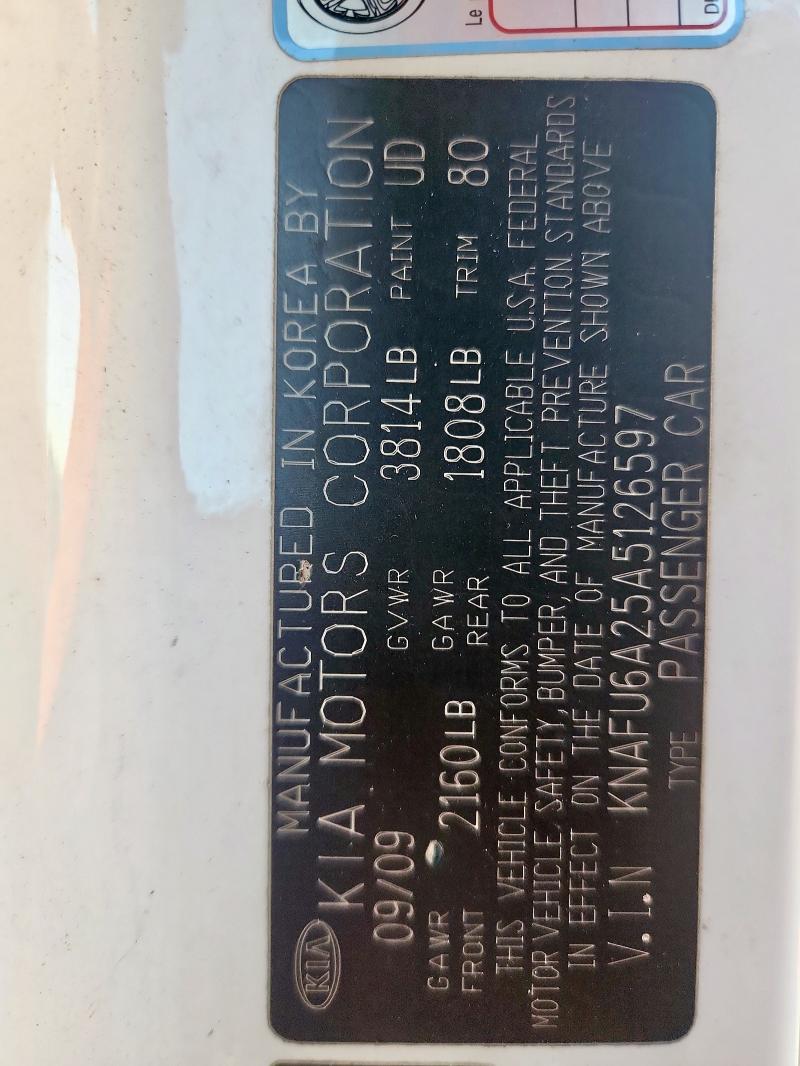 2010 KIA FORTE KOUP - KNAFU6A25A5126597