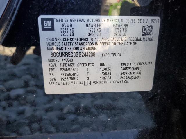 2016 CHEVROLET SILVERADO - 3GCUKREC0GG244238