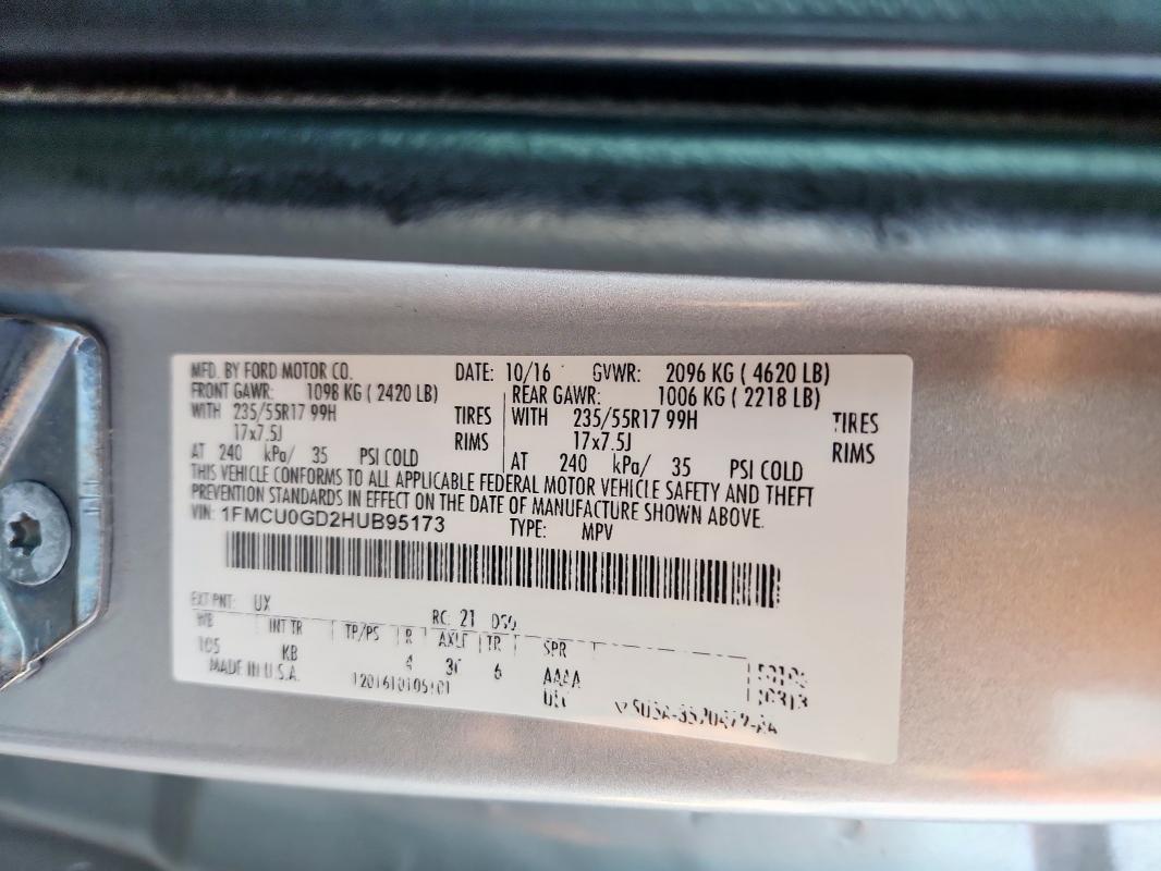 2017 FORD ESCAPE SE #3283773420