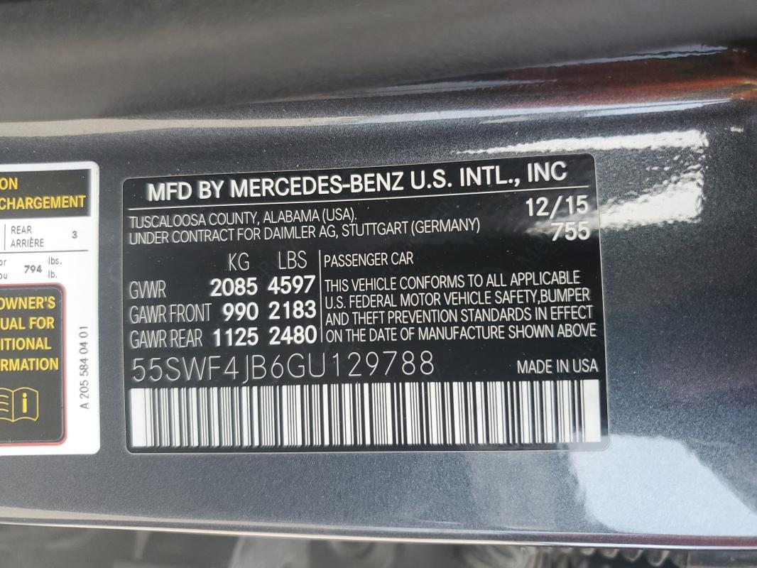 2016 MERCEDES-BENZ C 300 55SWF4JB6GU129788