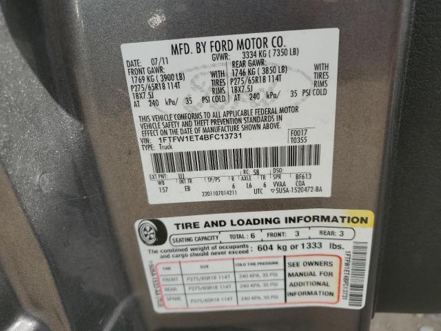 2011 FORD F150 SUPER - 1FTFW1ET4BFC13731