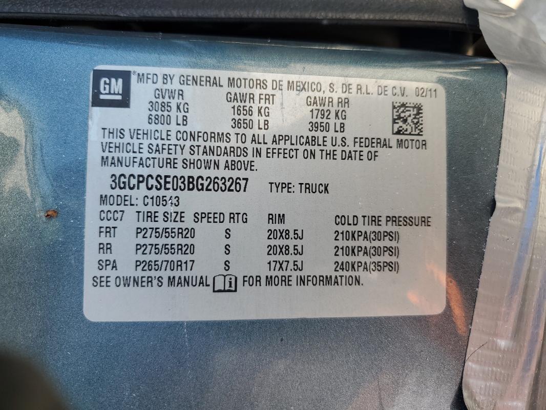 2011 CHEVROLET SILVERADO - 3GCPCSE03BG263267