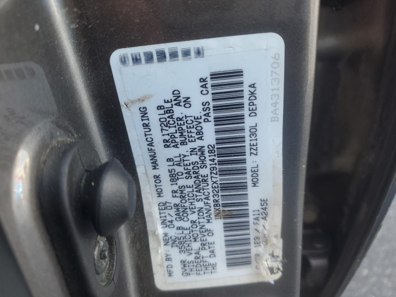 Lot #3282633060 2007 TOYOTA COROLLA CE