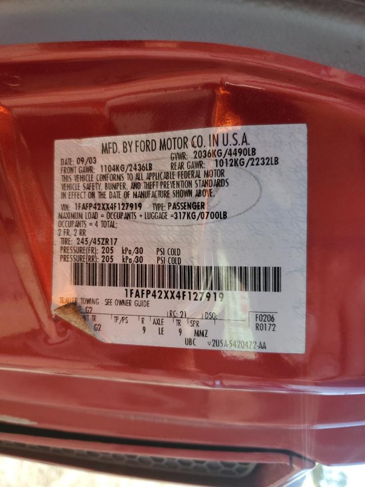 Lot #3275535755 2004 FORD MUSTANG GT