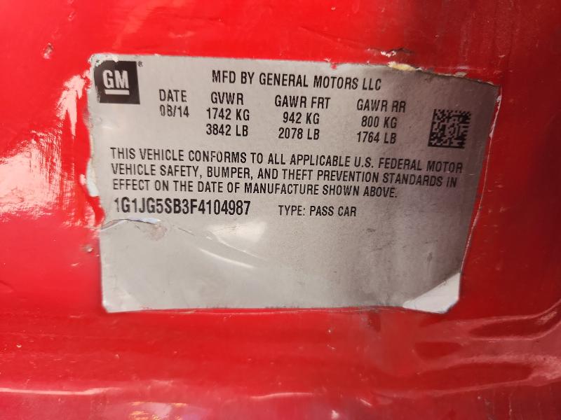 2015 CHEVROLET SONIC RS 1G1JG5SB3F4104987