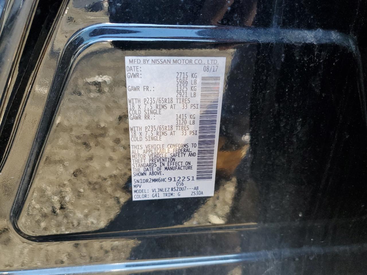 Lot #3318869932 2017 NISSAN PATHFINDER S