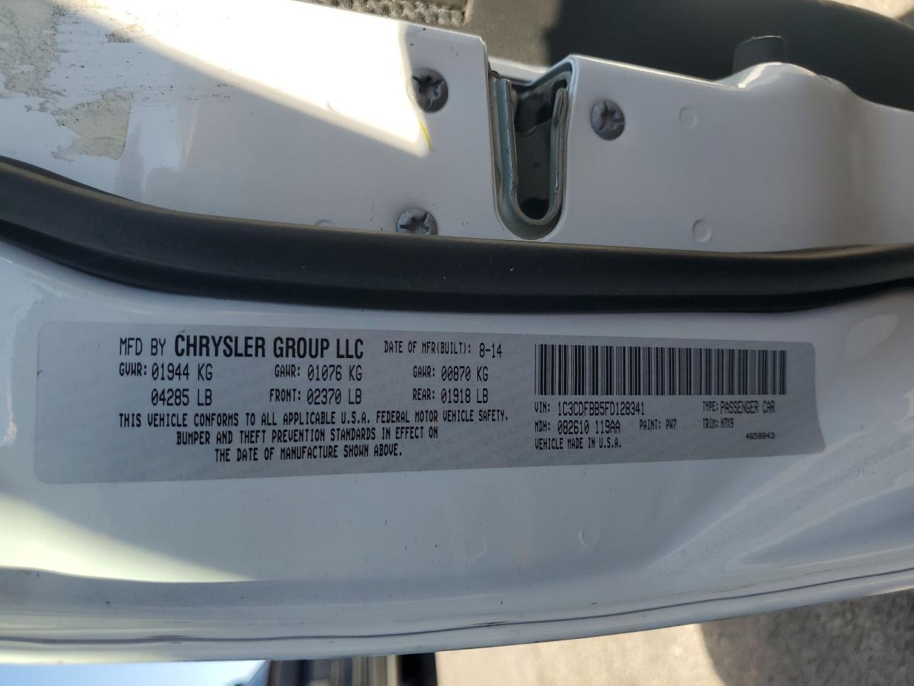 Lot #3296964825 2015 DODGE DART SXT