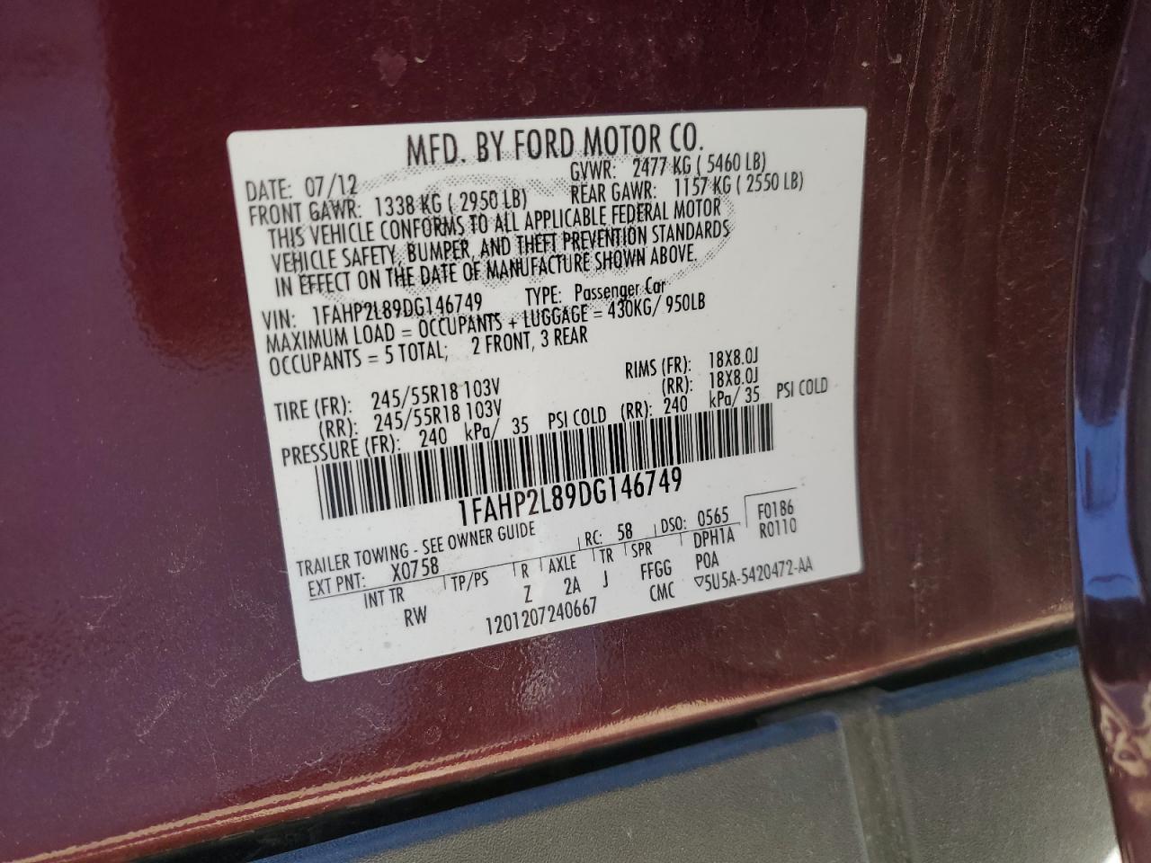 FORD TAURUS POLICE INTERCEPTOR