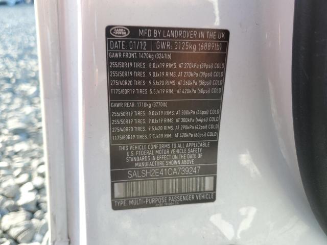 2012 LAND ROVER RANGE ROVE - SALSH2E41CA739247