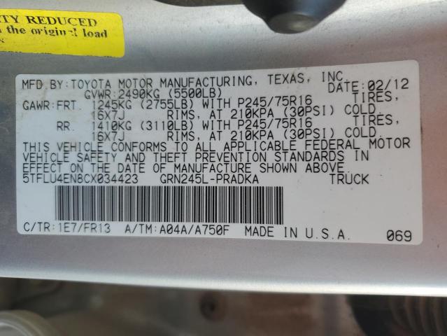 2012 TOYOTA TACOMA DOU #3302632022