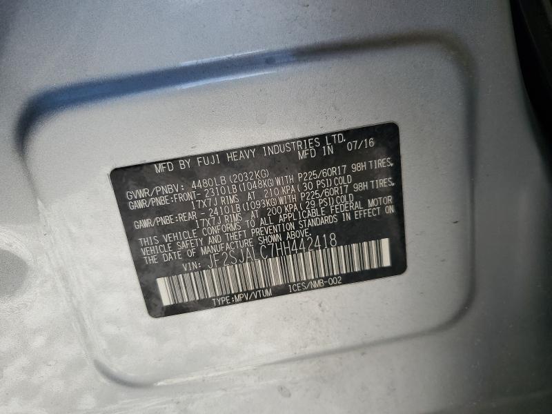 2017 SUBARU FORESTER 2 - JF2SJALC7HH442418