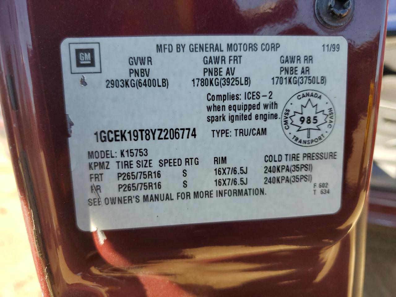 Lot #3315603774 2000 CHEVROLET SILVERADO