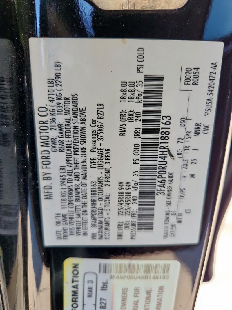 2017 FORD FUSION TIT 3FA6P0RU4HR188163