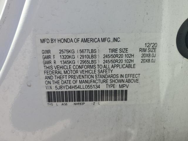 2020 ACURA MDX TECHNOLOGY 5J8YD4H54LL055134
