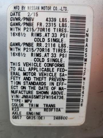 2015 NISSAN ROGUE SELE JN8AS5MT2FW154736