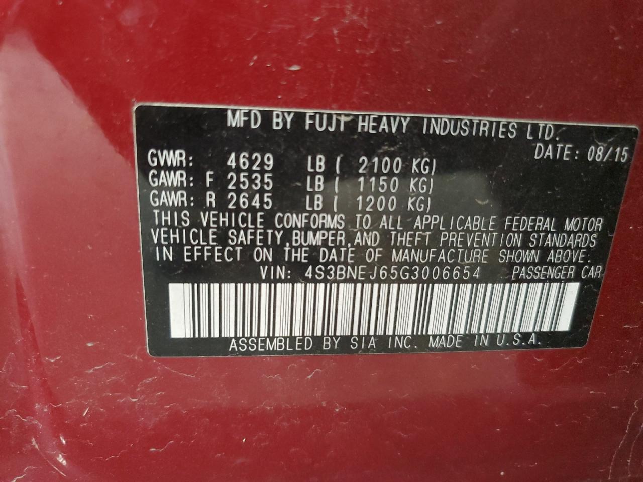 SUBARU LEGACY 3.6R LIMITED