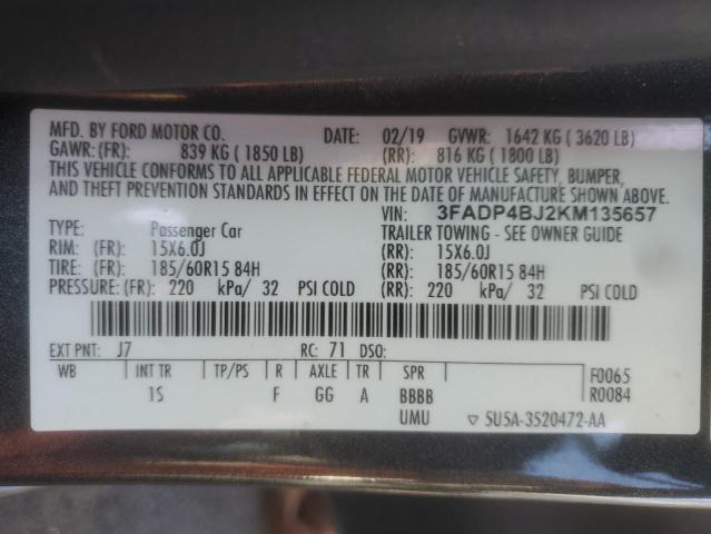 2019 FORD FIESTA SE #3286894229