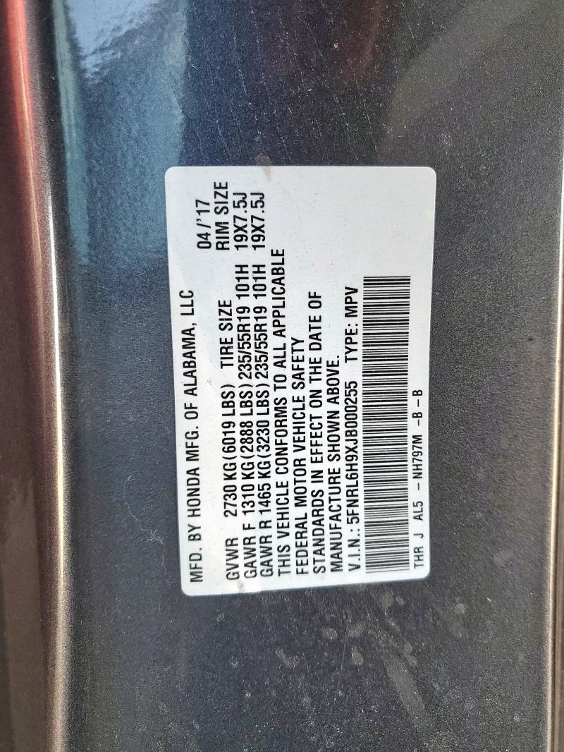 2018 HONDA ODYSSEY EL - 5FNRL6H9XJB000255