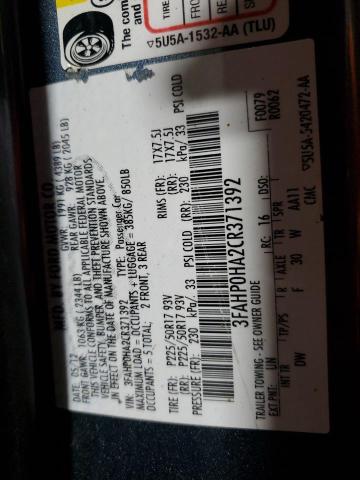 2012 FORD FUSION SE - 3FAHP0HA2CR371392