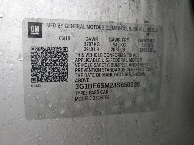 2018 CHEVROLET CRUZE LT 3G1BE6SM2JS650335