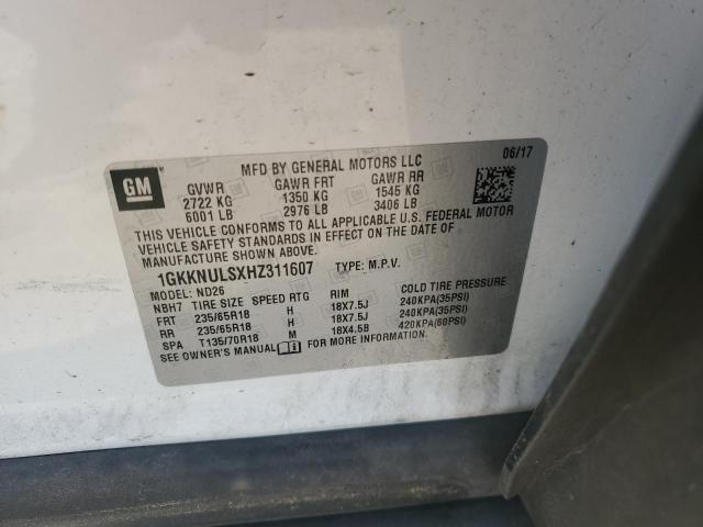 2017 GMC ACADIA SLT 1GKKNULSXHZ311607