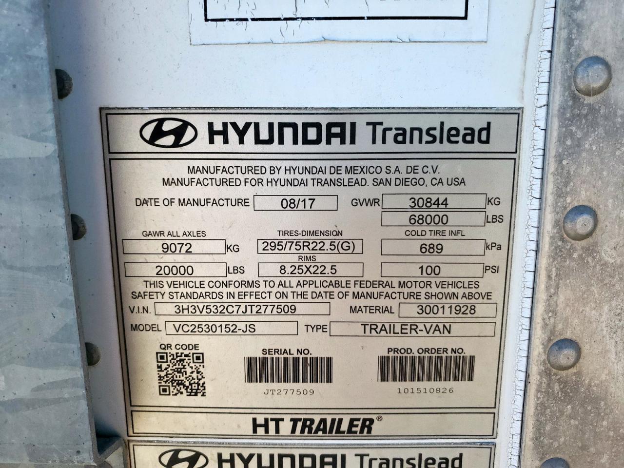 Lot #3291477980 2018 HYUNDAI TRANSLEAD