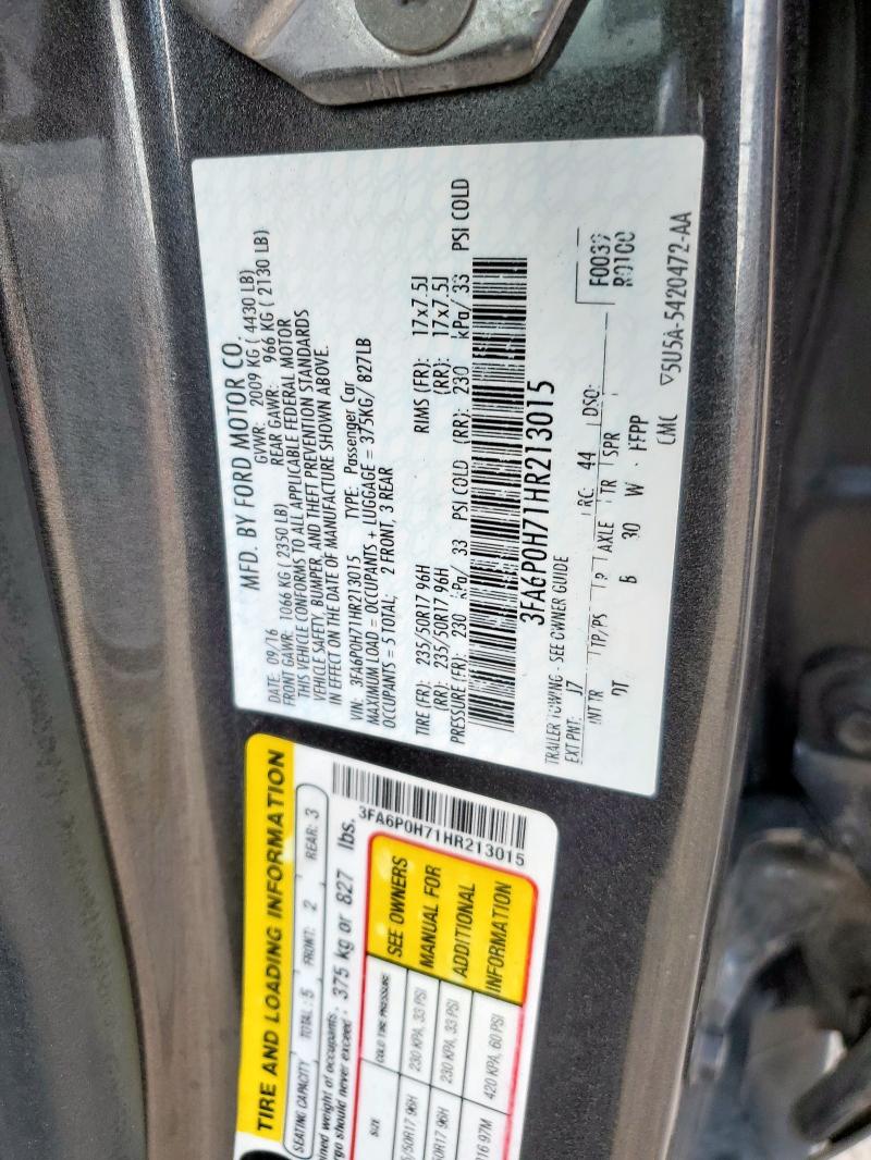 2017 FORD FUSION SE #3296384687