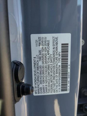 2022 HONDA PILOT SE - 5FNYF6H20NB026794