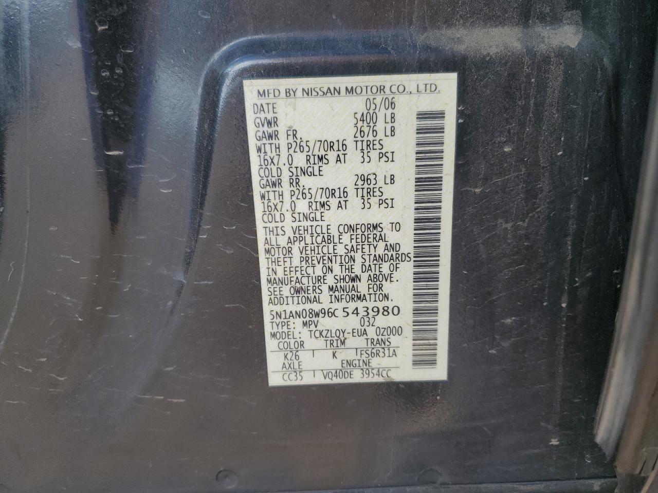 Lot #3274849133 2006 NISSAN XTERRA OFF ROAD