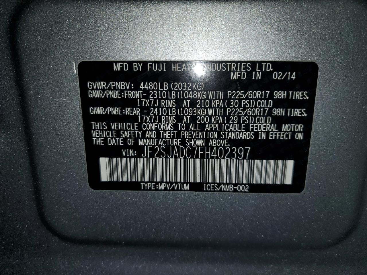 SUBARU FORESTER 2.5I PREMIUM