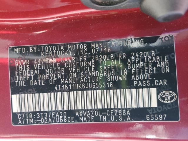 2018 TOYOTA CAMRY L #3297236403