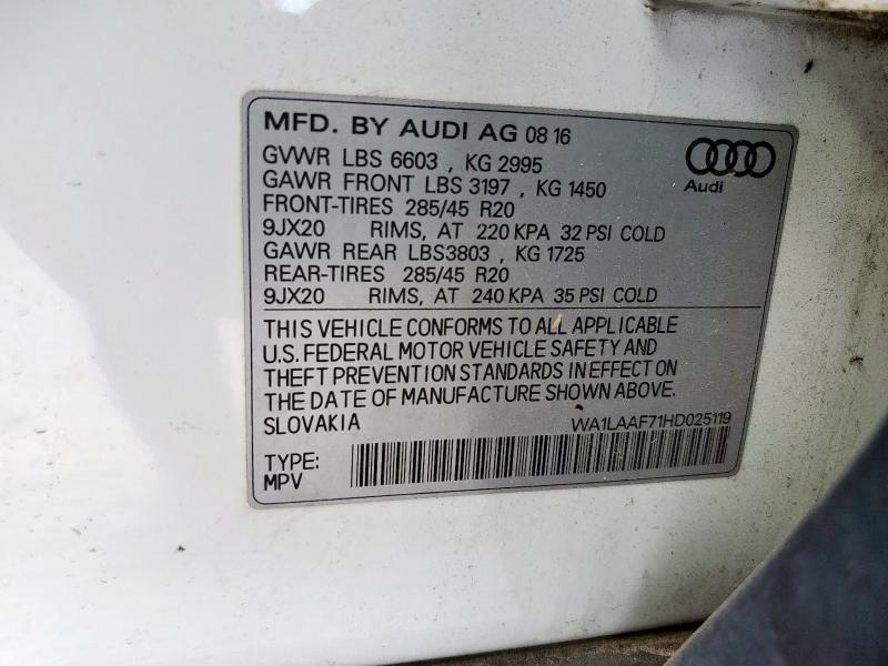 2017 AUDI Q7 PREMIUM - WA1LAAF71HD025119