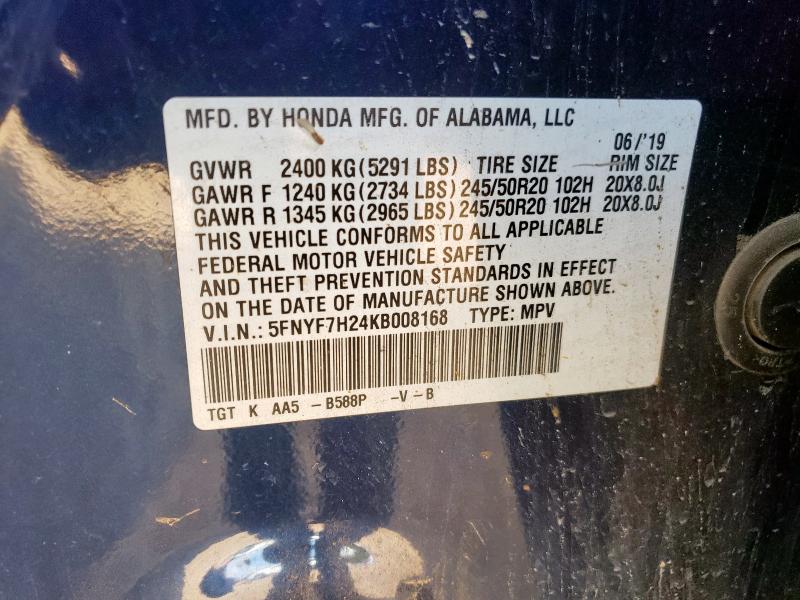 2019 HONDA PASSPORT S 5FNYF7H24KB008168
