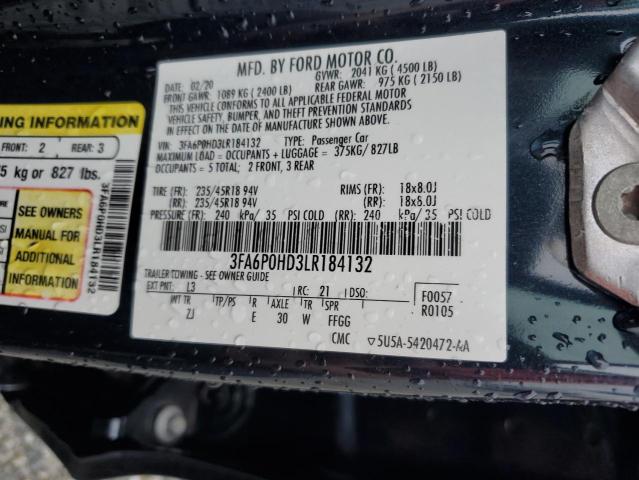 2020 FORD FUSION SE - 3FA6P0HD3LR184132