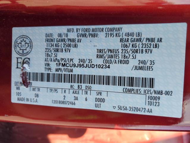 2018 FORD ESCAPE TIT - 1FMCU9J95JUD10234