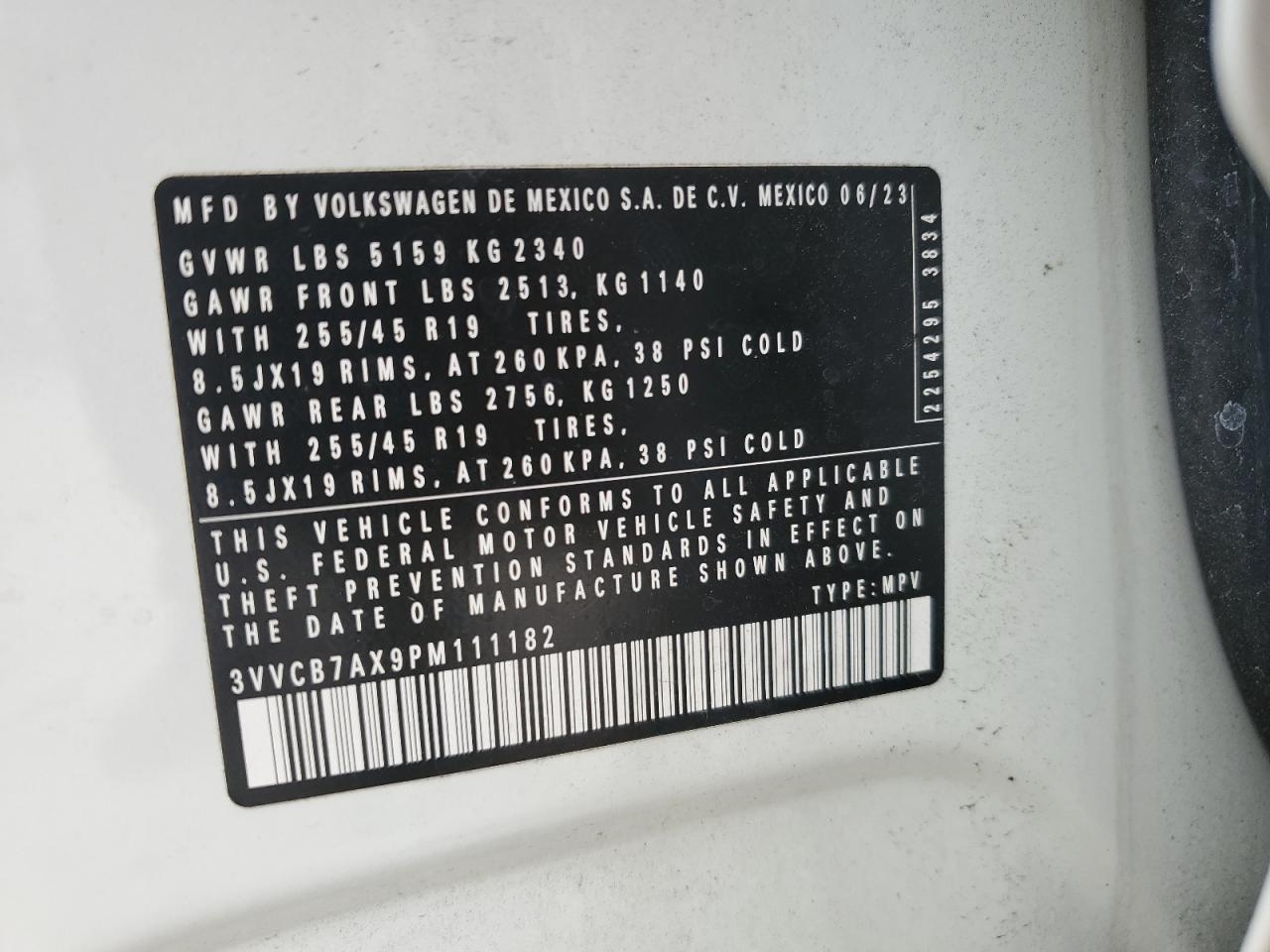 Lot #3301834339 2023 VOLKSWAGEN TIGUAN SE