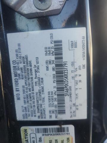 2019 FORD FUSION SEL - 3FA6P0CD5KR237791