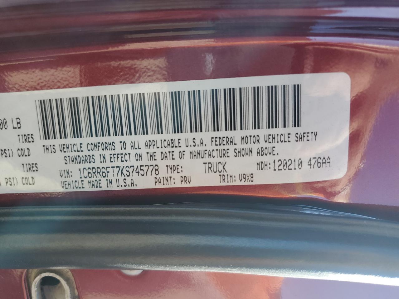 Lot #3302970599 2019 RAM 1500 CLASS