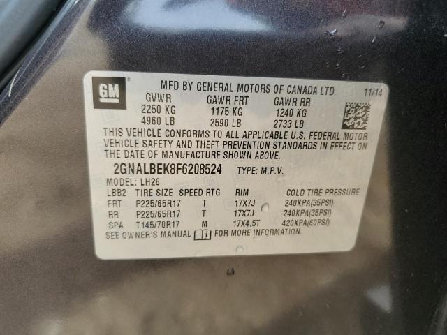 2015 CHEVROLET EQUINOX LT 2GNALBEK8F6208524