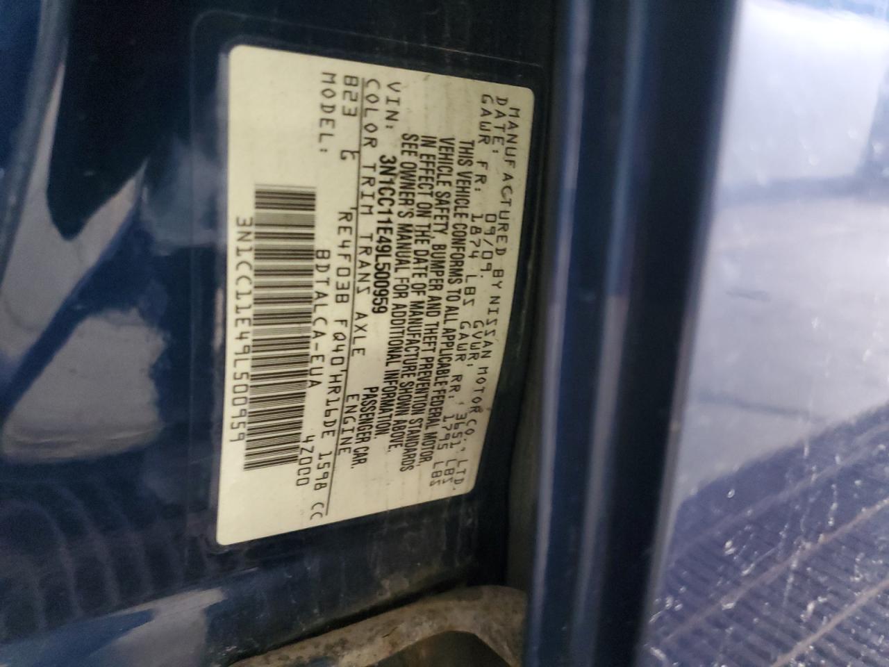 Lot #3263922120 2009 NISSAN VERSA S