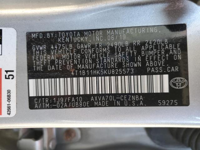 2019 TOYOTA CAMRY L 4T1B11HK5KU825573