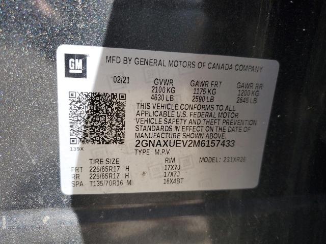 2021 CHEVROLET EQUINOX LT - 2GNAXUEV2M6157433