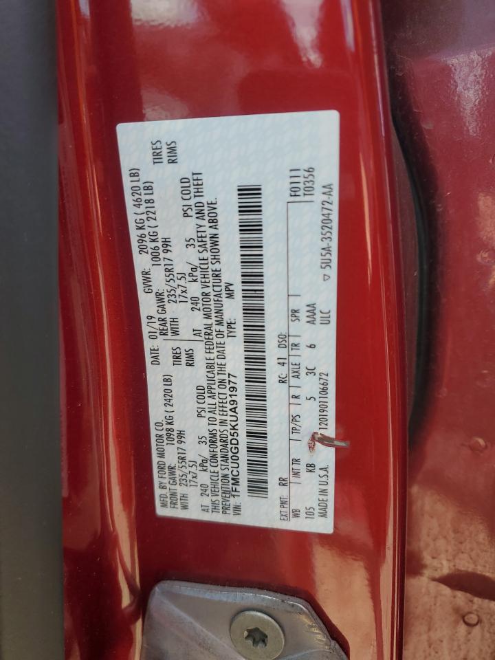 Lot #3303620930 2019 FORD ESCAPE SE