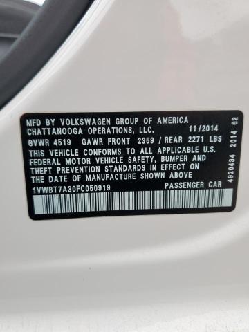 2015 VOLKSWAGEN PASSAT SE 1VWBT7A30FC050919