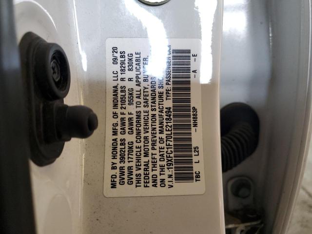 2020 HONDA CIVIC EXL - 19XFC1F70LE218494